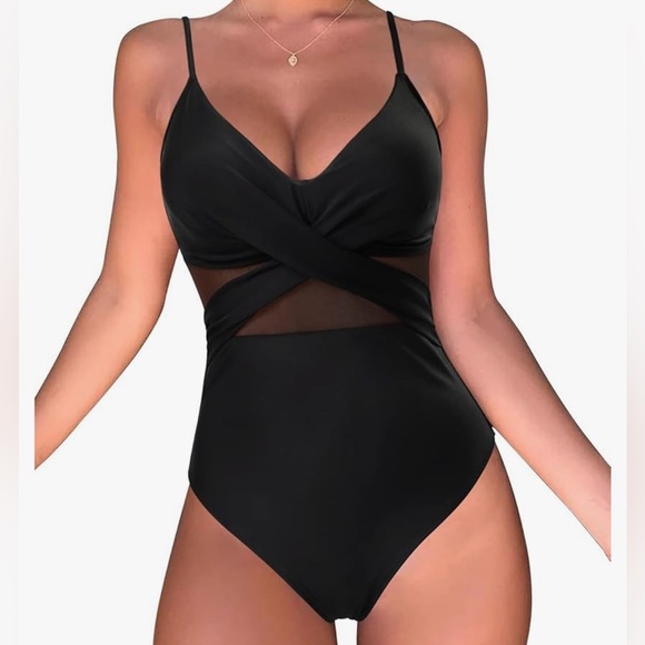 Other - Swimming Suit - one piece, V neck, push-up cups, mesh, slimming- Size XL